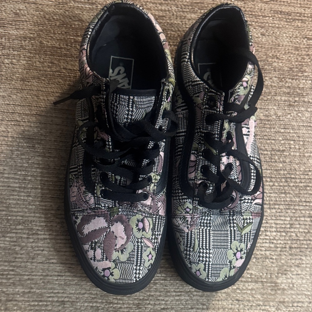 Vans Women's Floral Plaid Lace-Up Sneakers - Pink, Black, Green